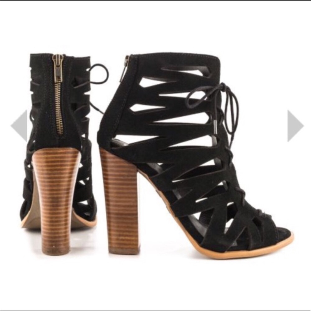Mia Ira Black Suede Lace-Up Gladiator Sandals